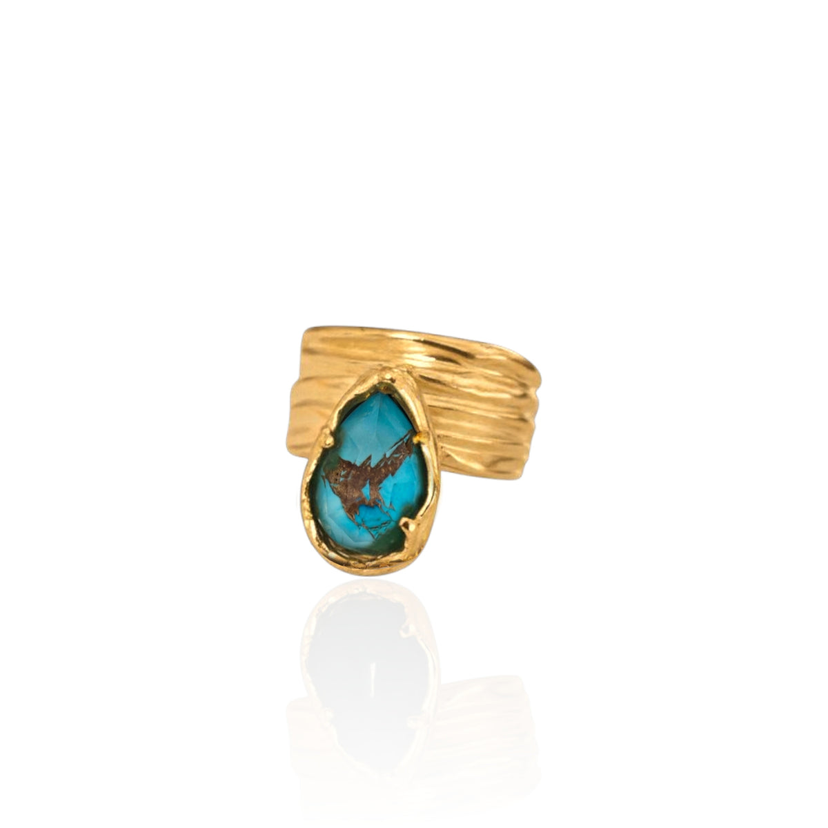Turquoise Naias Ring – Wide Silver Band