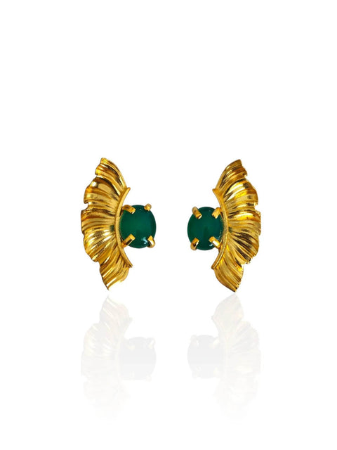 Argus Earrings with Green Agate - Athenart 