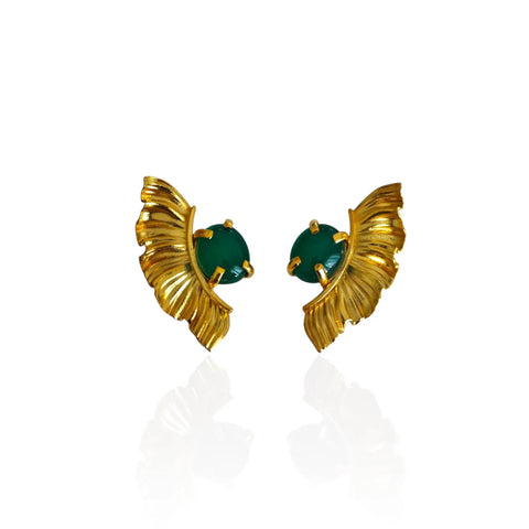 Argus Earrings with Green Agate - Athenart 