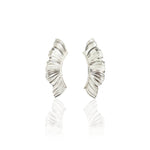 Aether wing ear climber earrings in sterling silver on white background